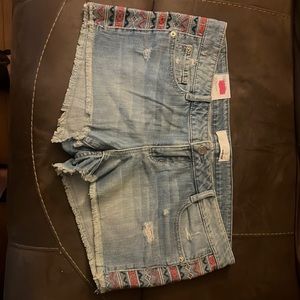Juniors denim distressed shorts